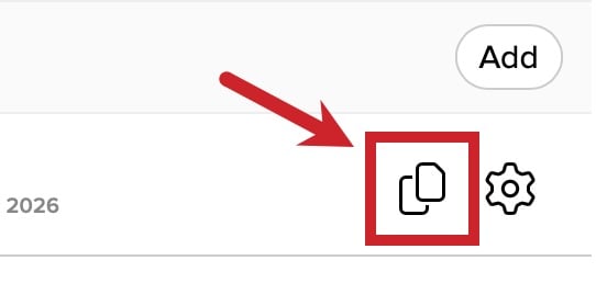 A close-up of the API key copy icon in Cloze
