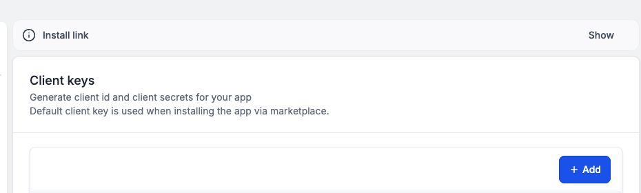 HighLevel Manage Secrets page showing the Client keys section and Add button