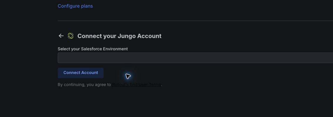 Rollout test tenant Jungo connection form with the Salesforce environment selector