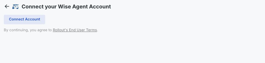 A mobile close-up of the Wise Agent Connect Account button