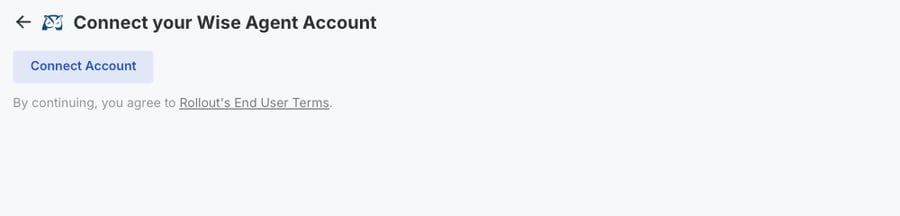 A mobile close-up of the Wise Agent Connect Account button