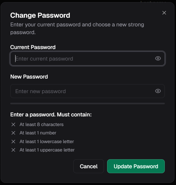 Change password dialog