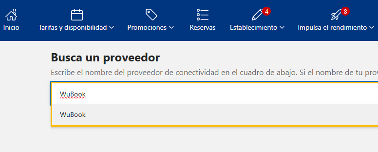 Buscador de proveedores de conectividad de Booking.com con WuBook escrito