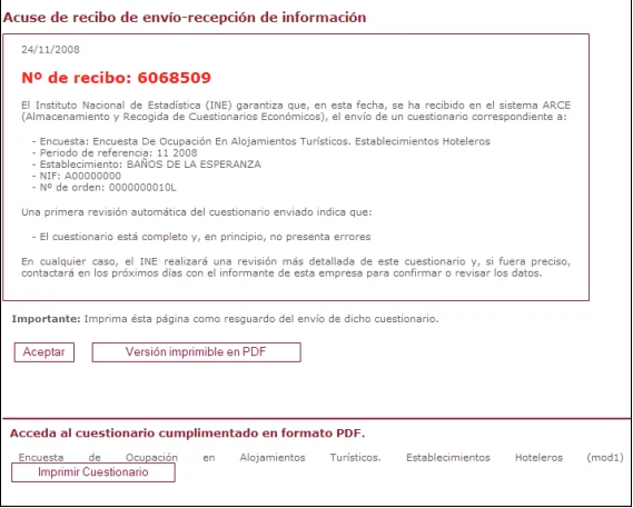 Submission receipt