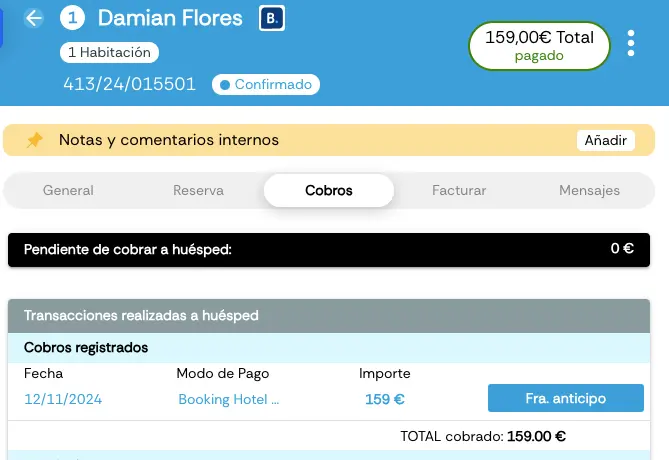 Advance invoice button