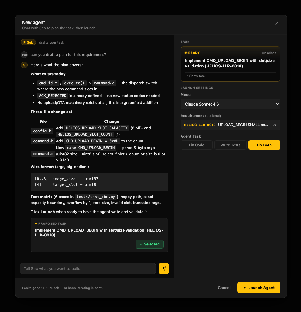 The New Agent chat