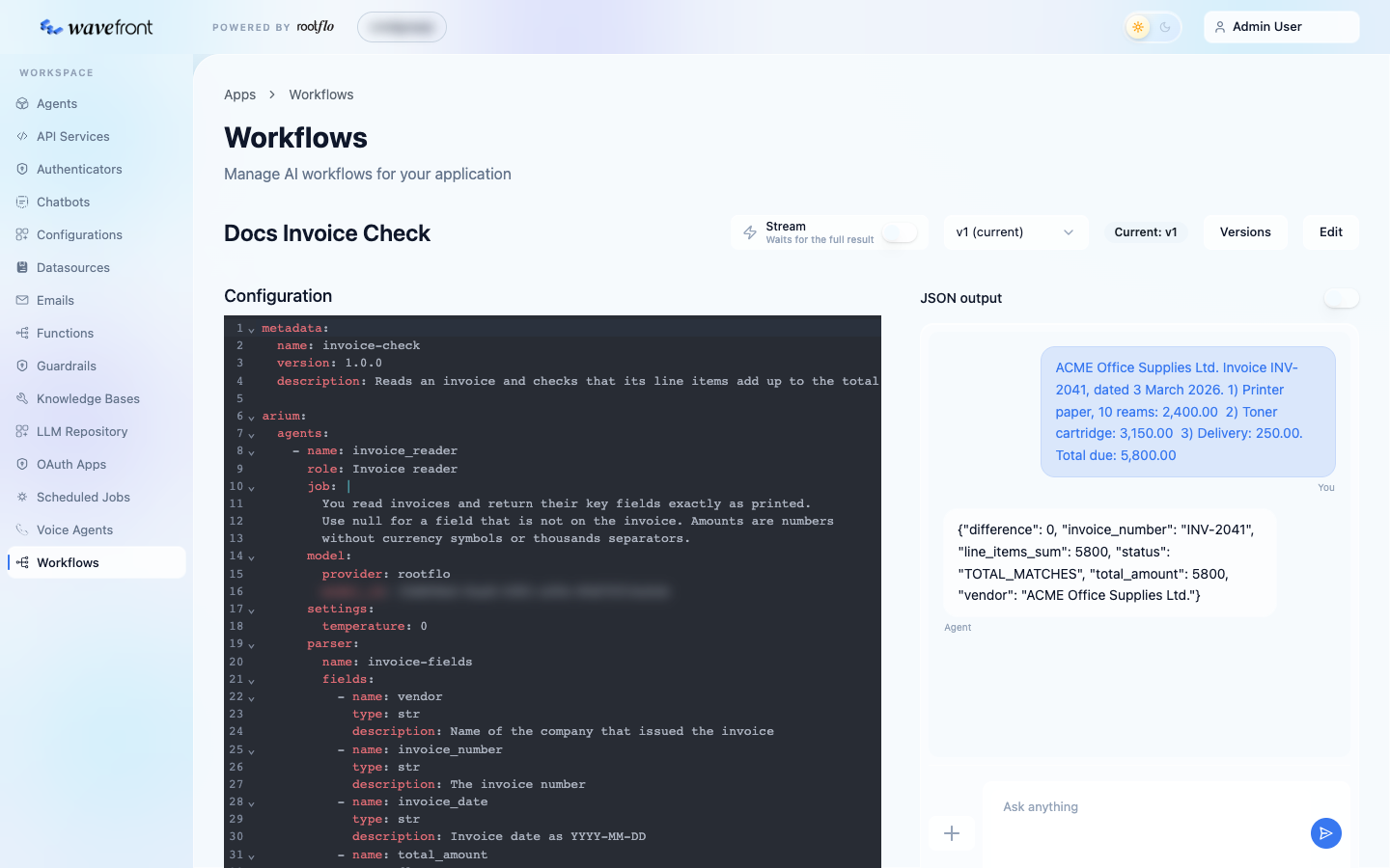 Running a workflow in the console