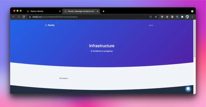 A team’s private status page