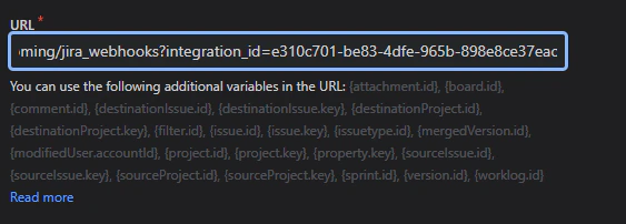 Webhook URL field in Jira