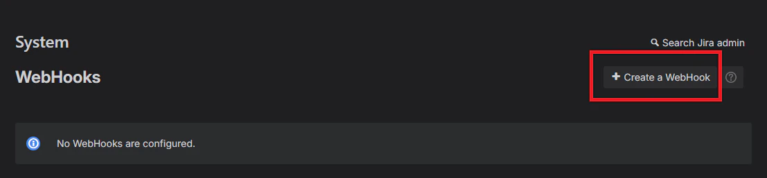 Create webhook button