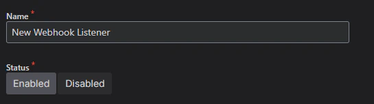 Webhook name and status