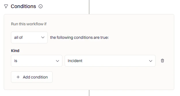 Condition configuration panel
