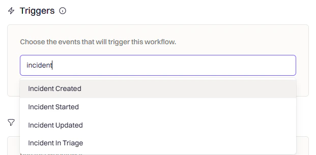 Trigger configuration panel