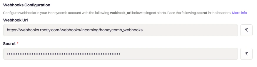 Webhook URL field in Honeycomb for general alerts