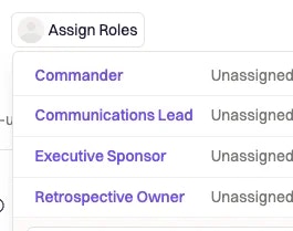 Assign roles options in the Rootly web app.