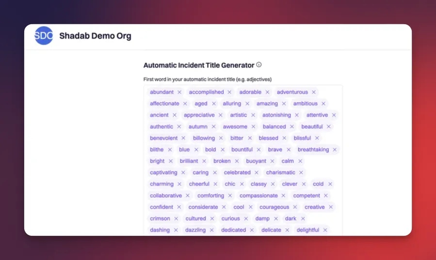 Organization Settings > Show Advanced Settings > Incident Title Generator