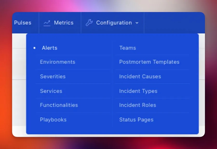 Alerts menu
