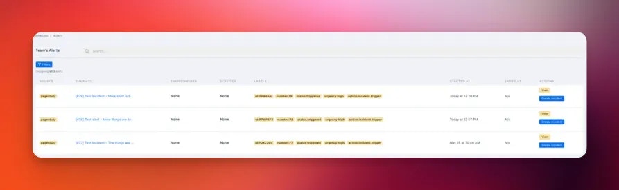 Create Pa alerts screen