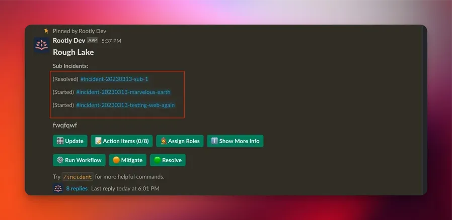 Sub-incident created confirmation