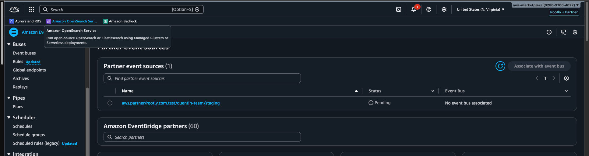 AWS EventBridge partner event sources console