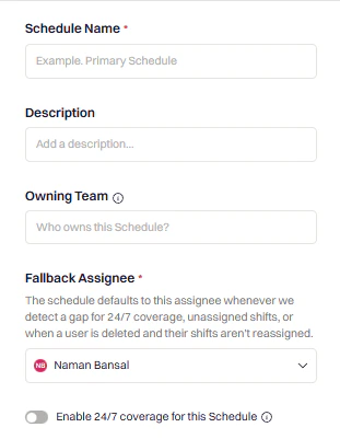 Schedule name and members configuration