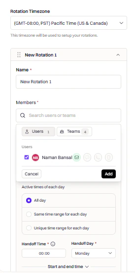 Add members to the schedule