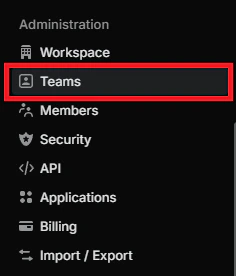 Linear Teams section in administration