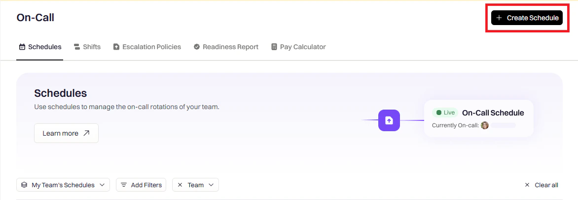 Create Schedule button