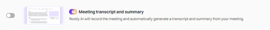 Meeting transcript and summary settings