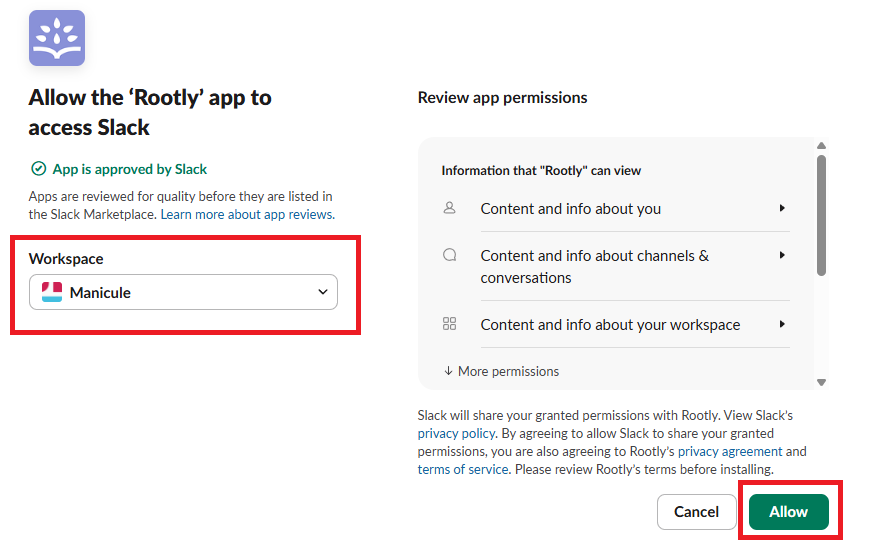 Slack OAuth authorization