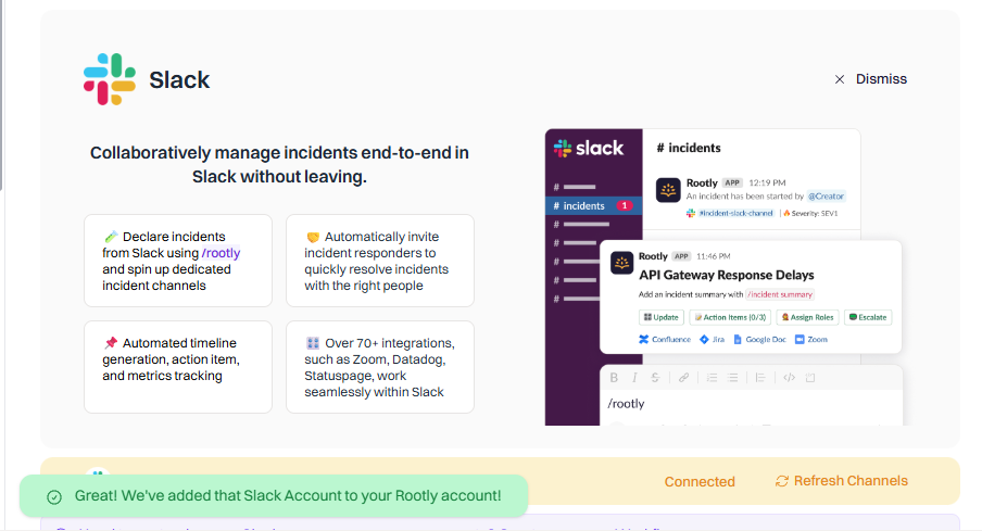 Slack connected successfully
