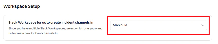 Workspace selection dropdown