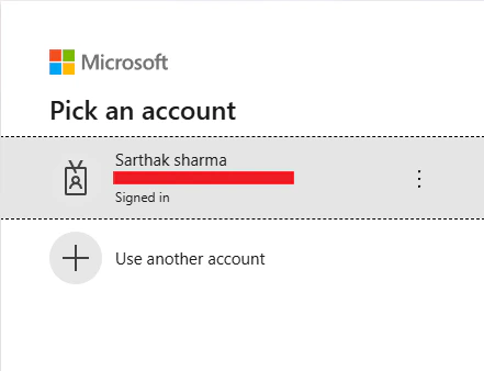 Microsoft account selection screen