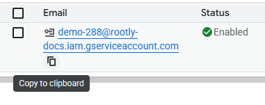 Service account email in Google Cloud Console