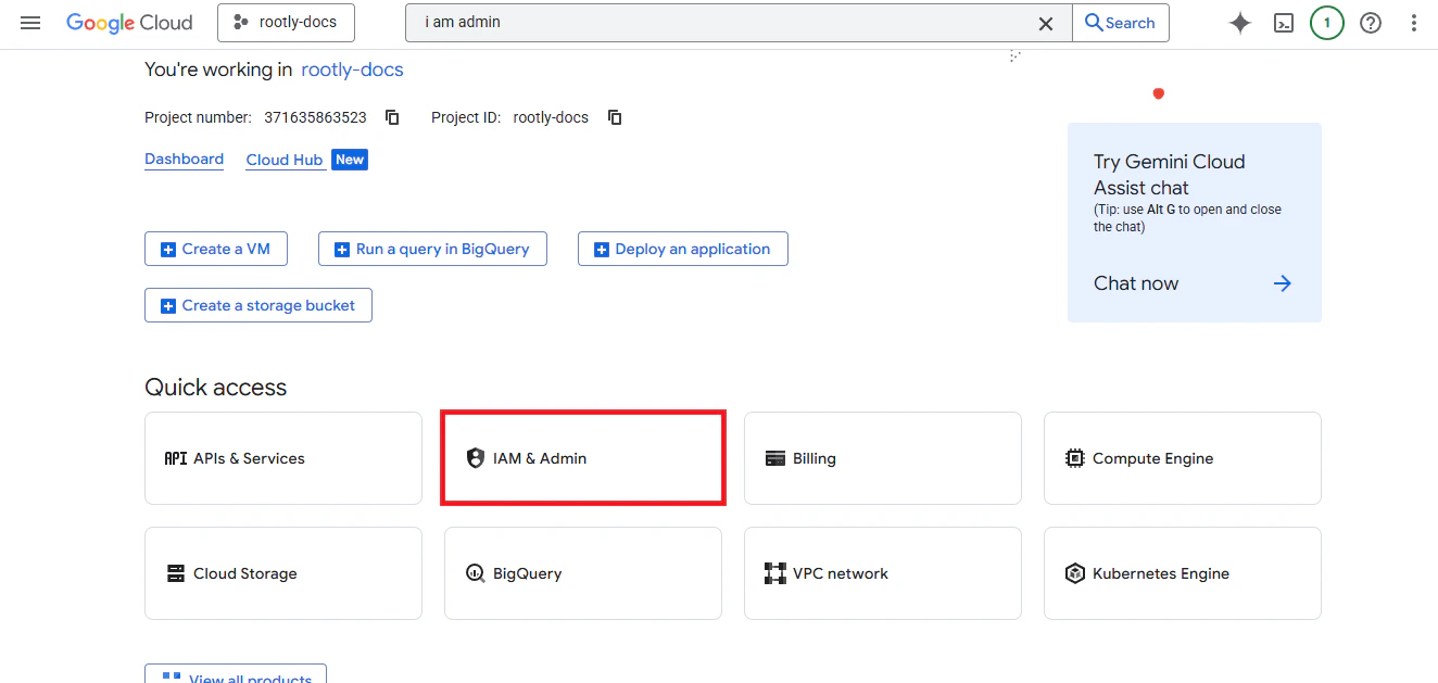 Google Cloud IAM Service Accounts page