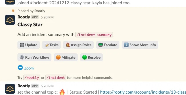 New incident in Slack.