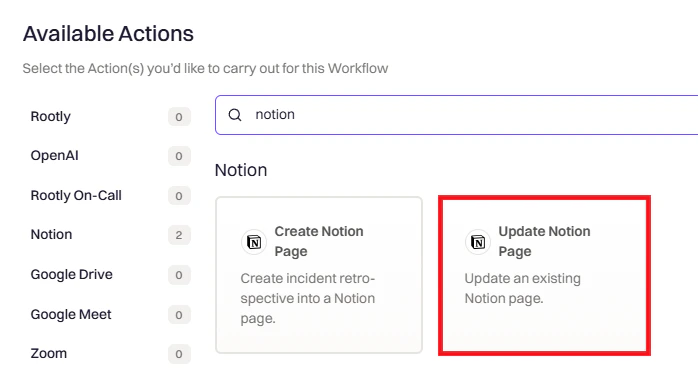 Update Notion Page action