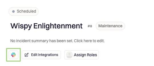 Slack icon in the maintenance incident.