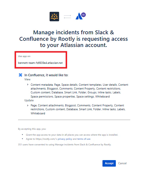 Confluence OAuth authorization page