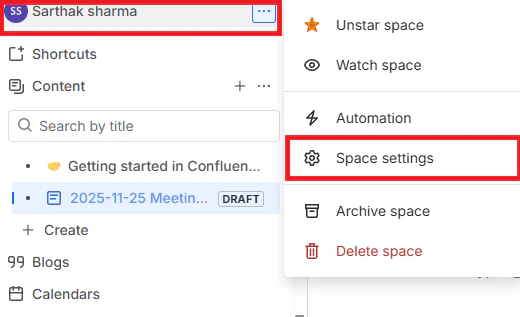 Confluence space selection