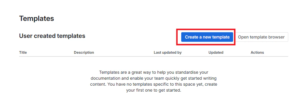 Create new template button
