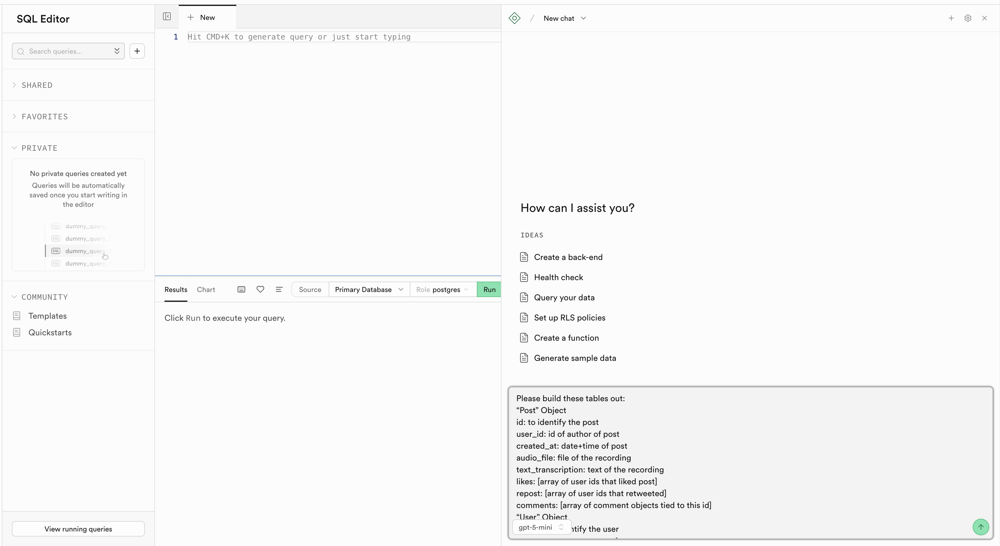 Supabase AI Editor SQL