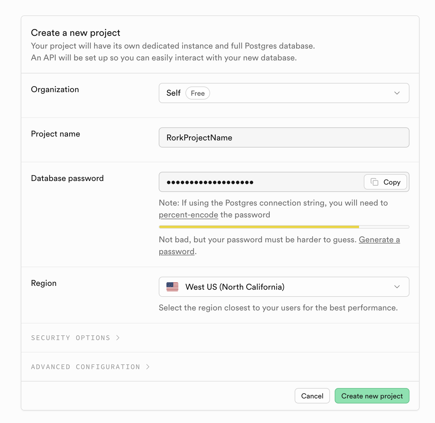 Supabase New Project