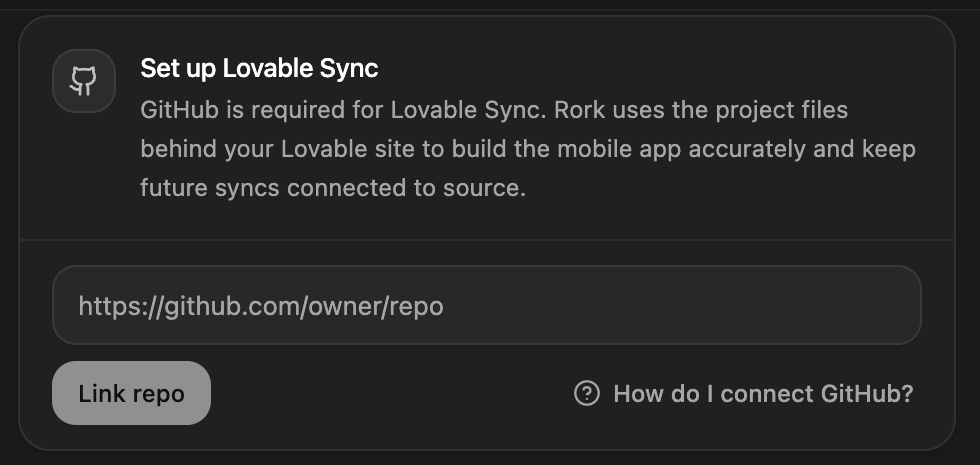 The Set up Lovable Sync widget in the project chat