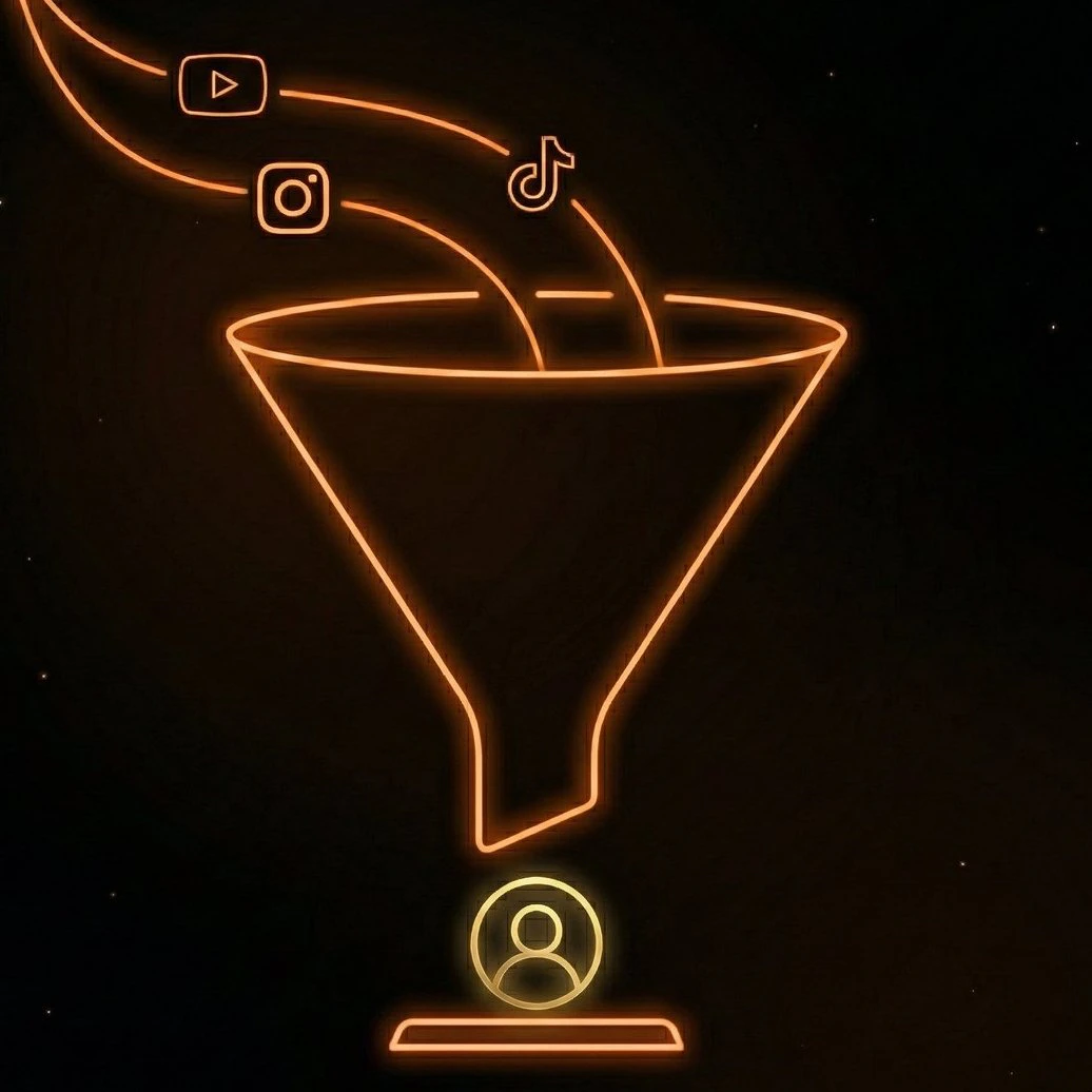 Distribution funnel — views from YouTube, Instagram and TikTok pouring into your app