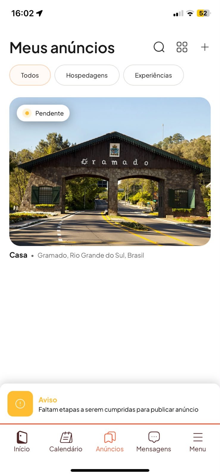 Aviso de etapas pendentes no app