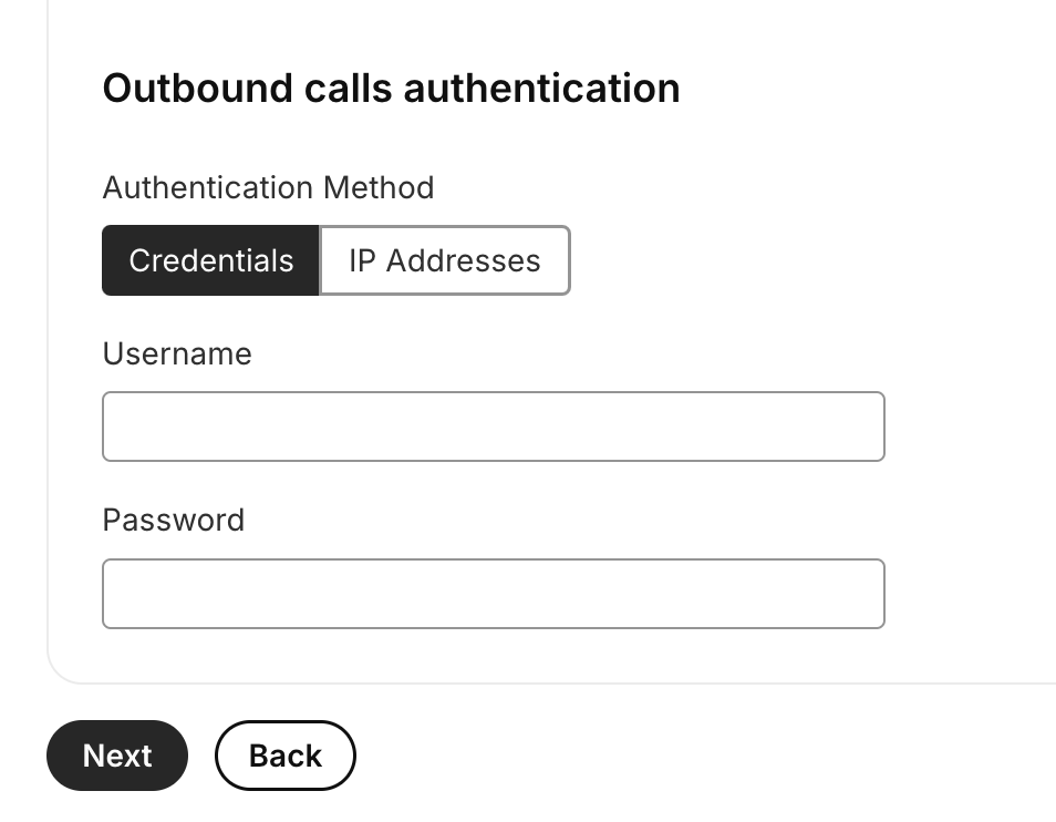 Telnyx Authentication Method
