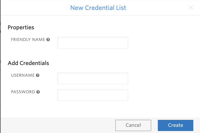 Twilio New Credential List