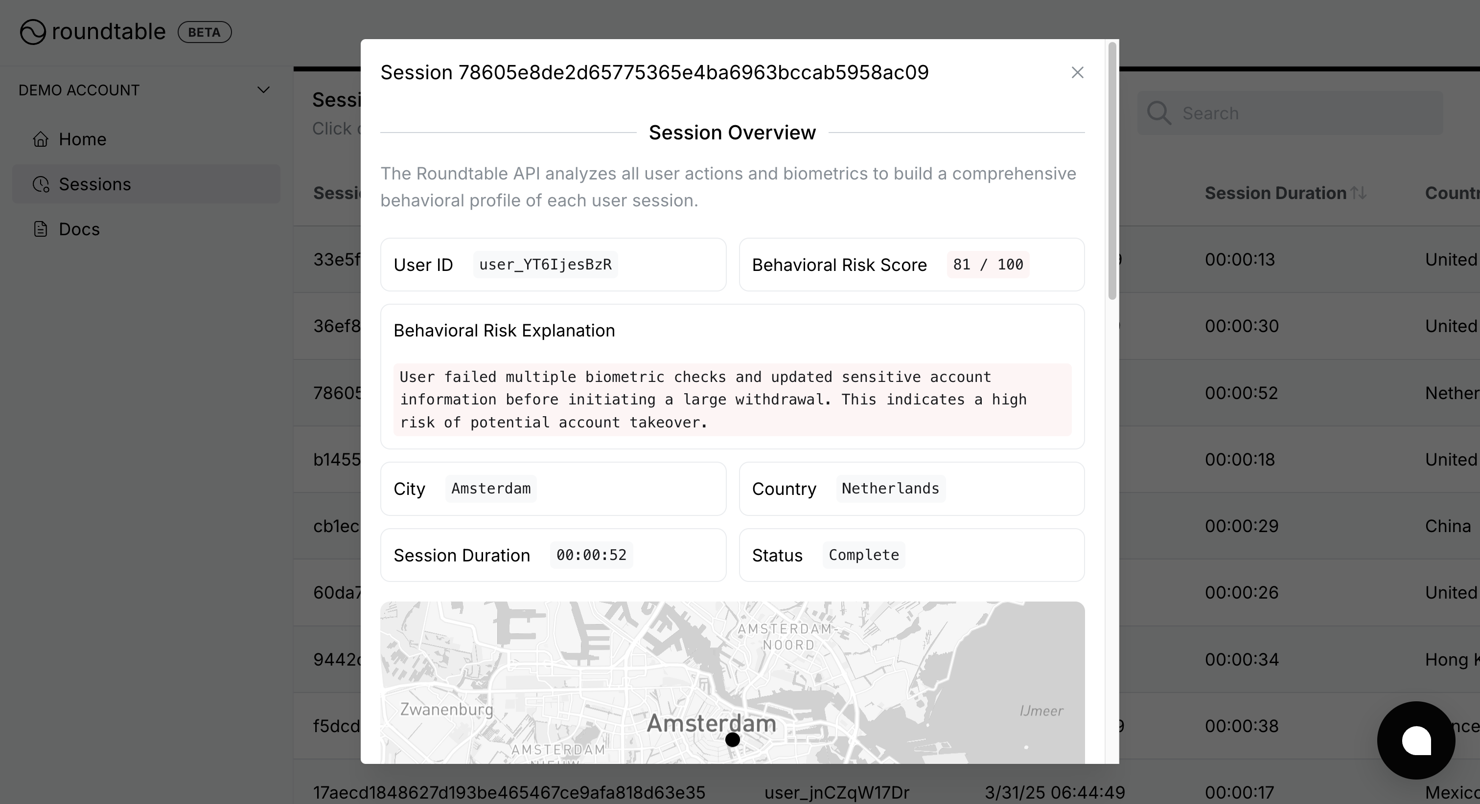 Session Detail Modal
