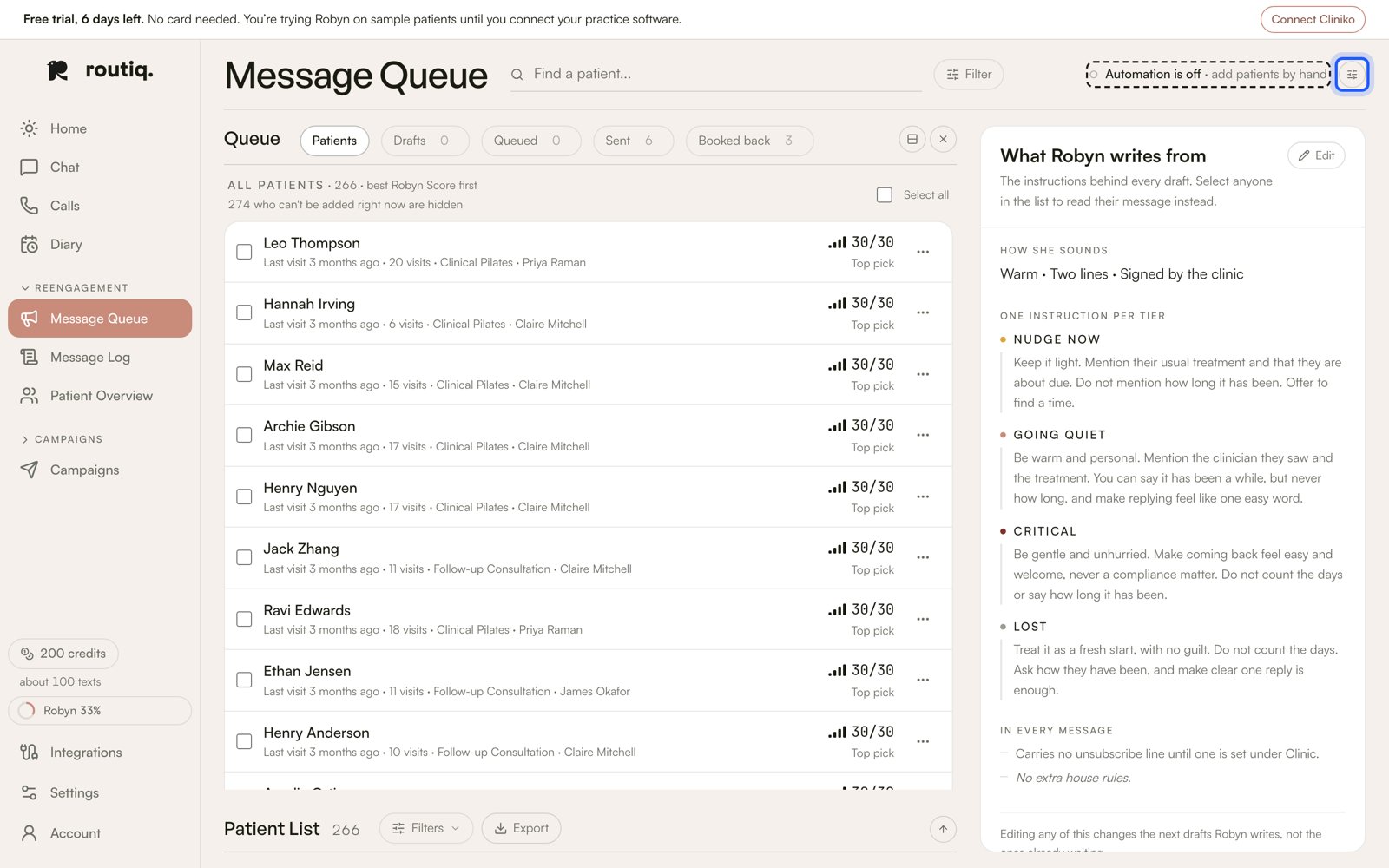 The line at the top of the Message Queue, and the Automation settings button beside it